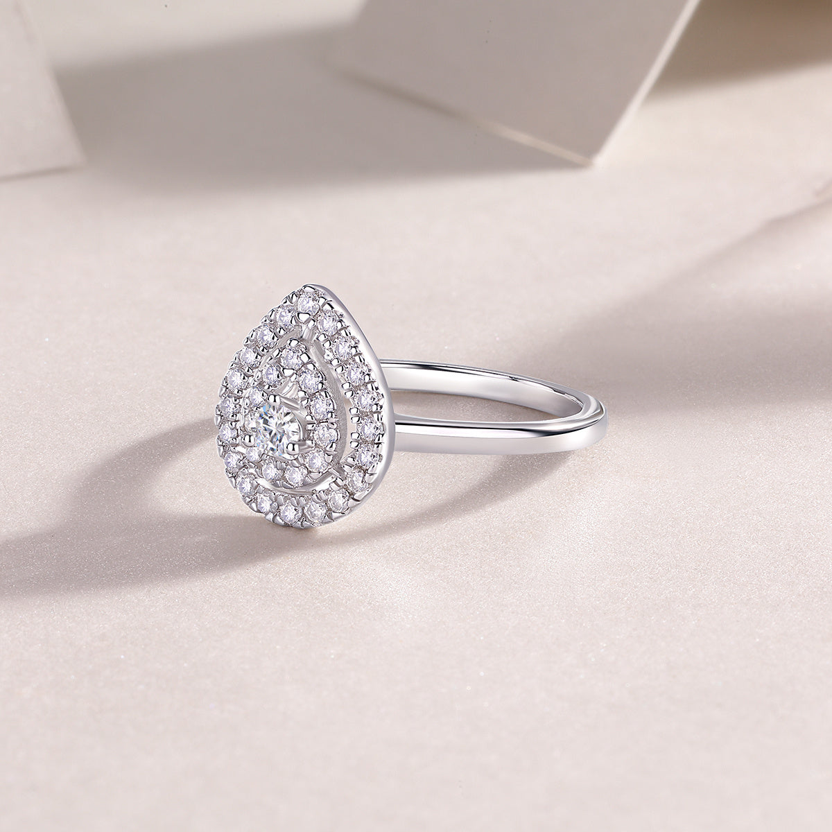 Set of Large Moissanite Silver Rings