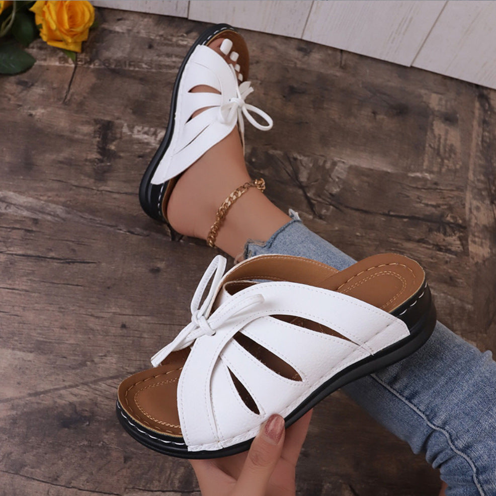 Roman Lace-Up Platform Wedge Sandals