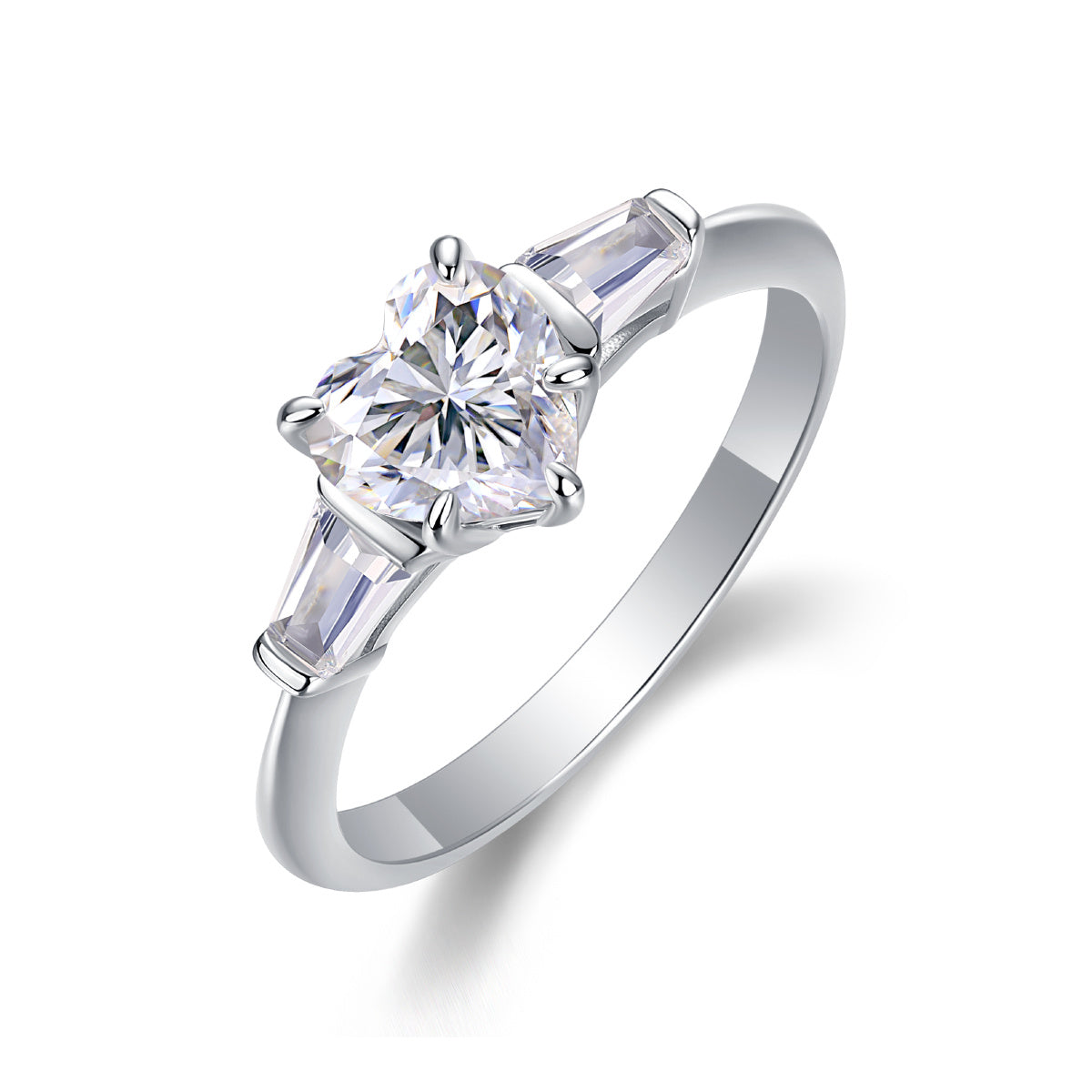 Large Moissanite Silver Diamond Ring