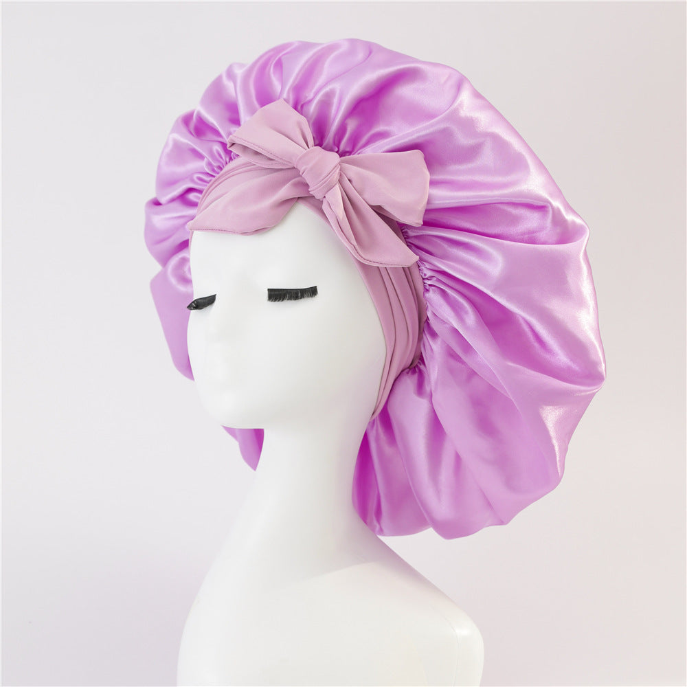 Bonnet en satin de soie pour cheveux bouclés