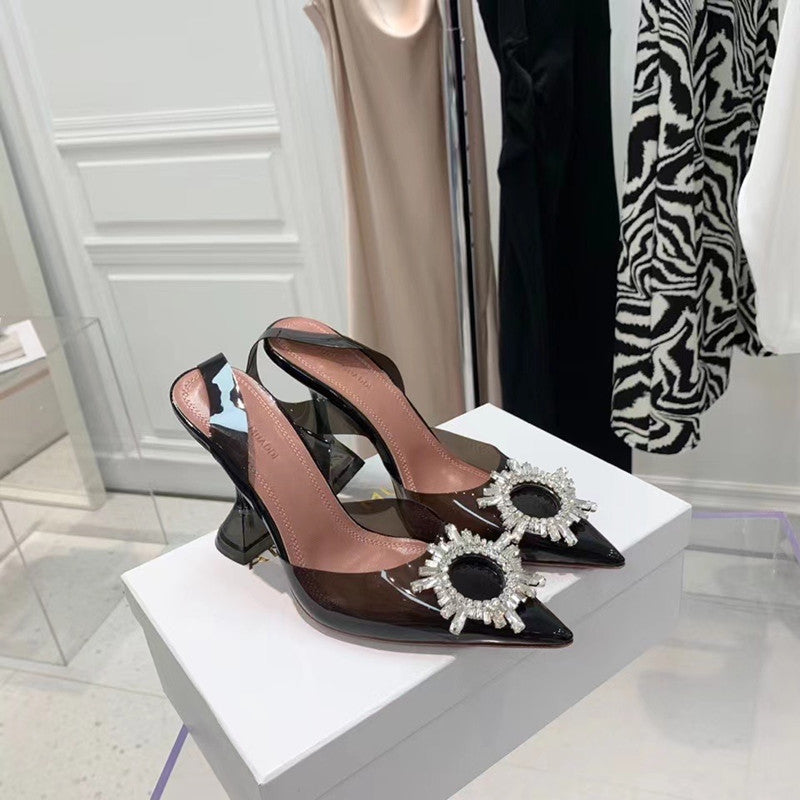 Transparent PVC Bow Pointed Toe Sandals