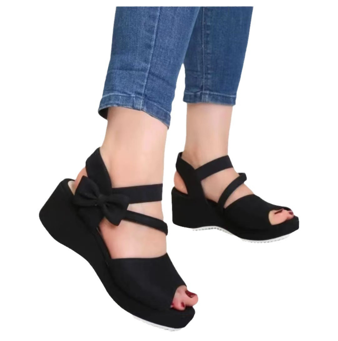 Plus Size Suede Peep Toe Wedge Sandals