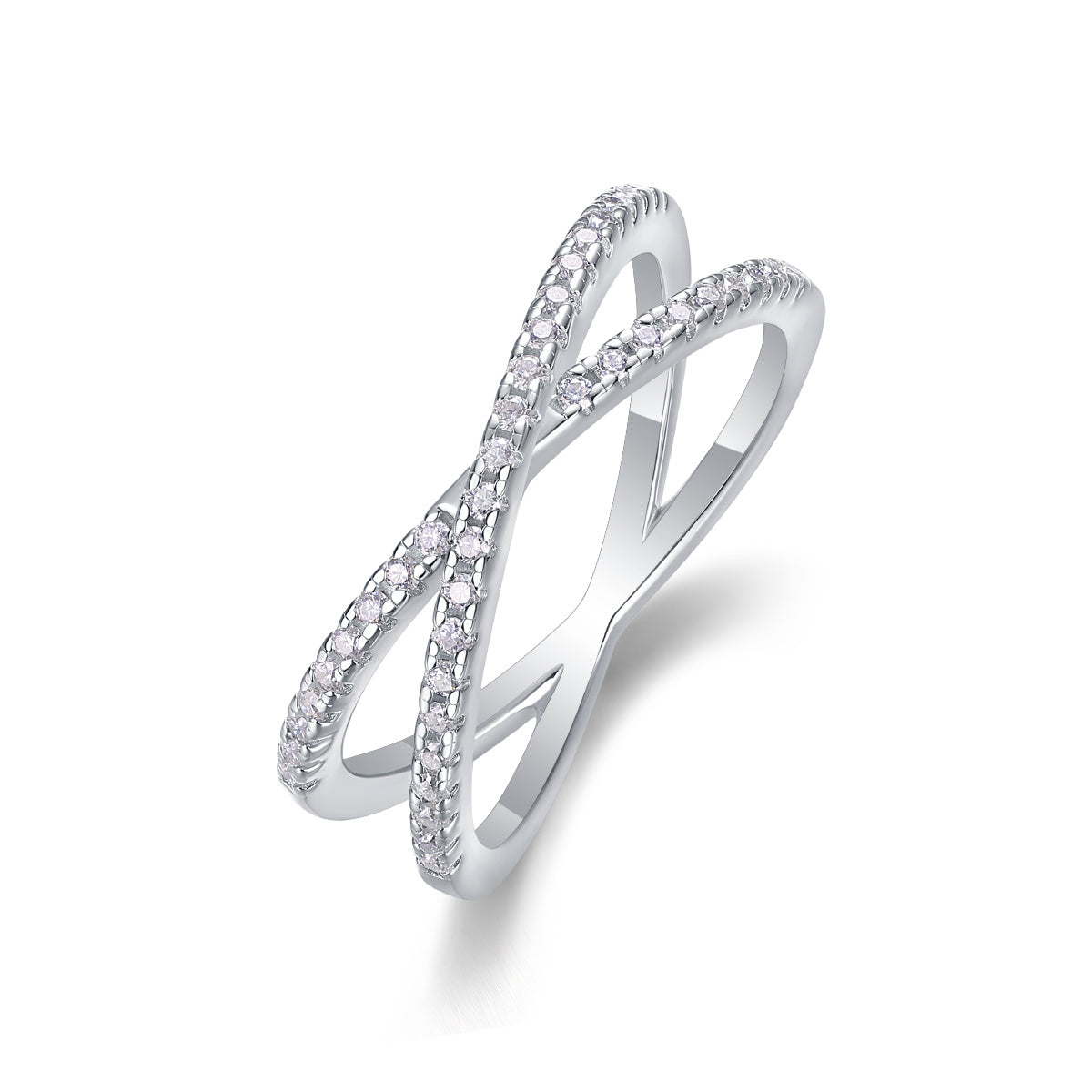 Double Band Moissanite Silver Ring