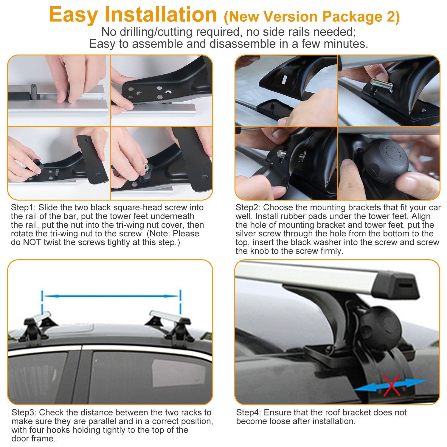 Universal 47.24in Aluminum Roof Rack