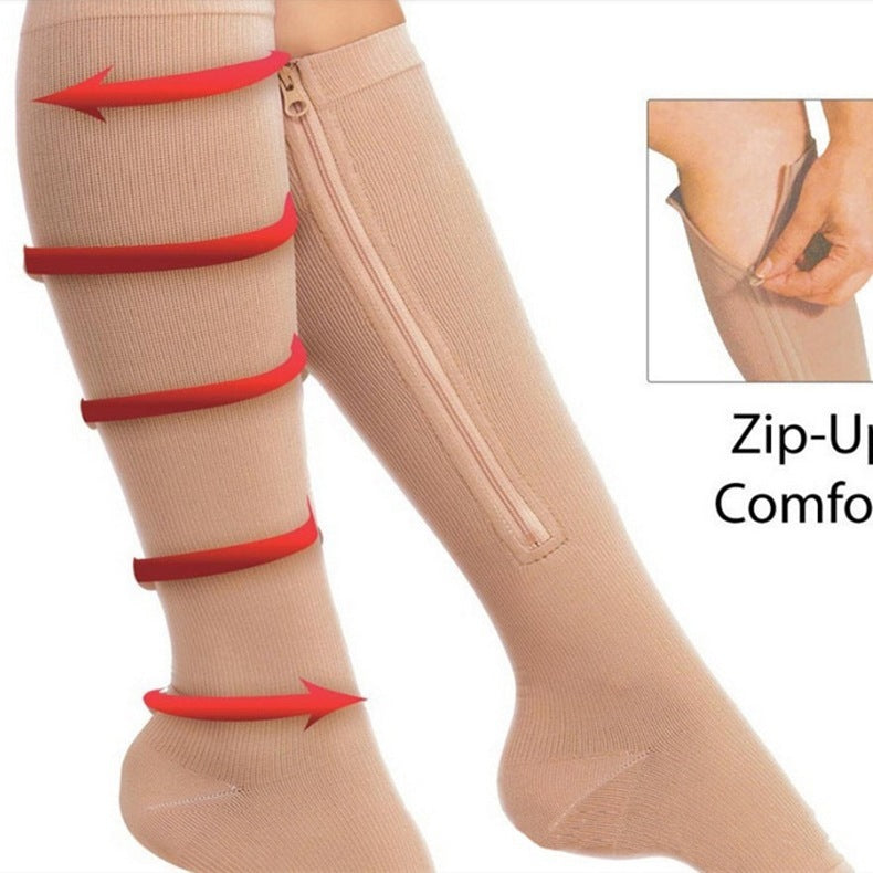 Chaussettes de yoga à fermeture éclair et compression