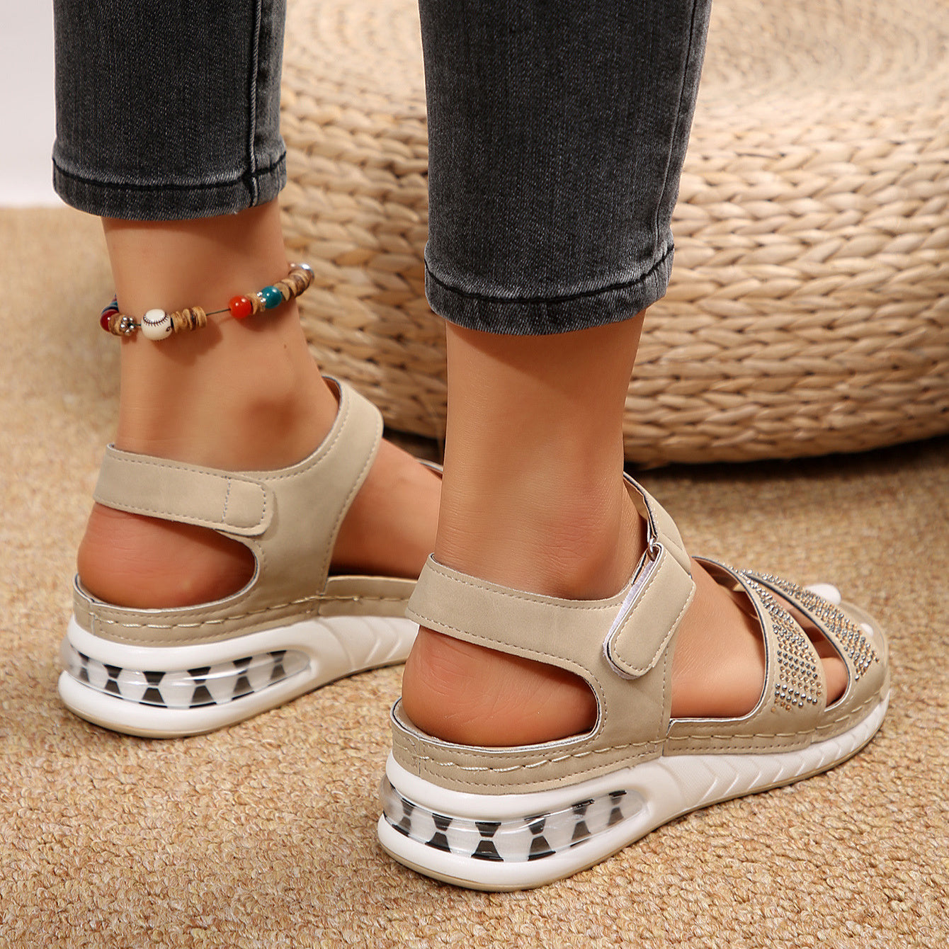 Rhinestone Wedges Air Cushion Sandals