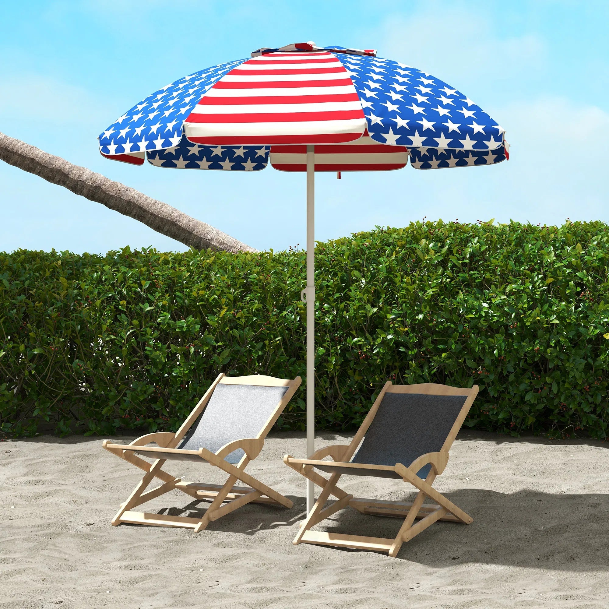 5.7' Travel Beach Umbrella – USA Flag