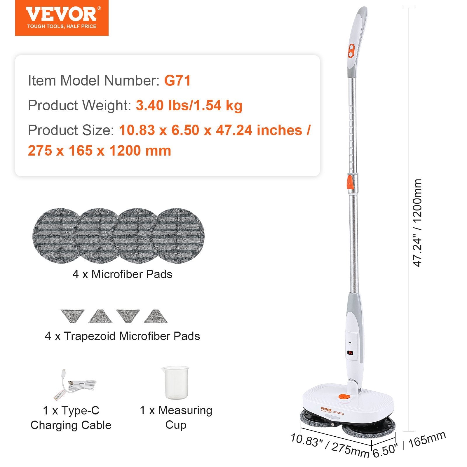 VEVOR Cordless Electric Spin Mop