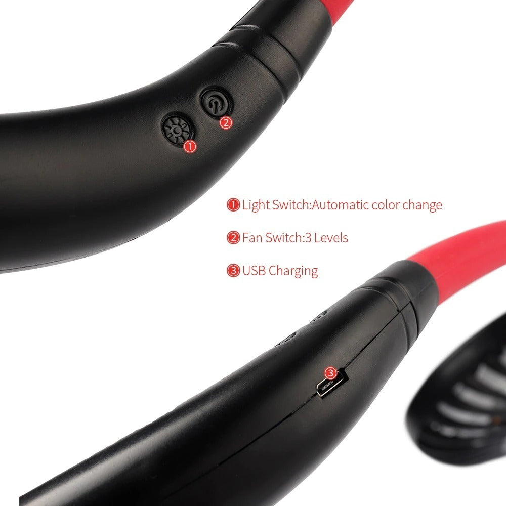 Mini USB Neckband Fan with Double Coolers