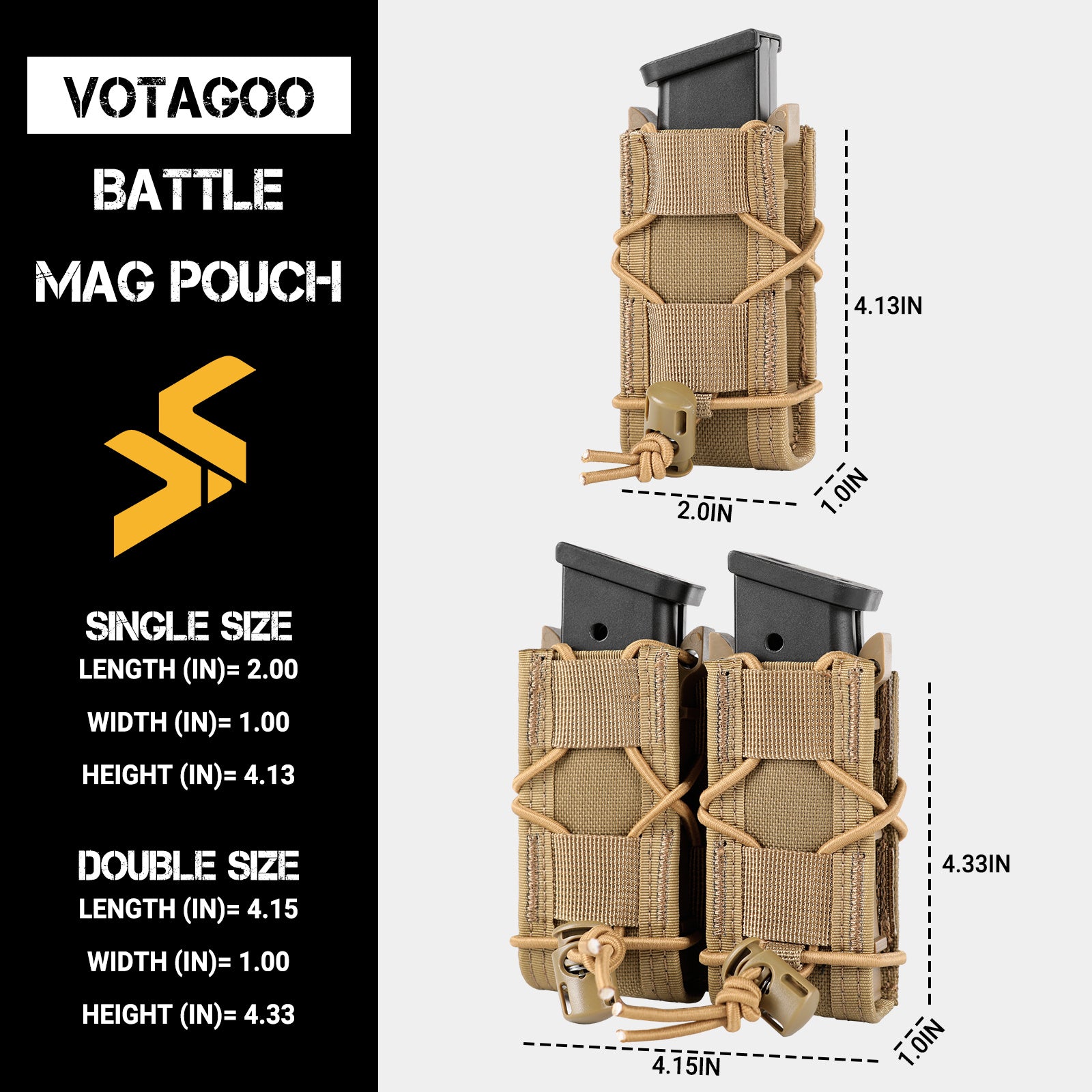 Pochette de chargeur réglable MOLLE 9 mm