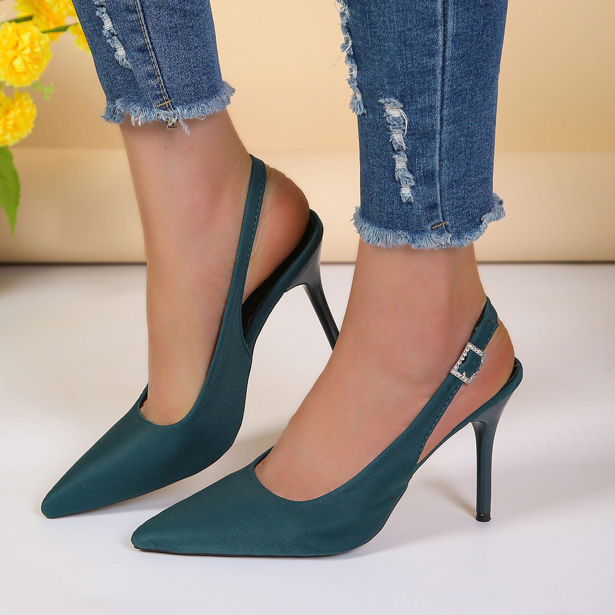Pointed Toe Buckle Stiletto Heels