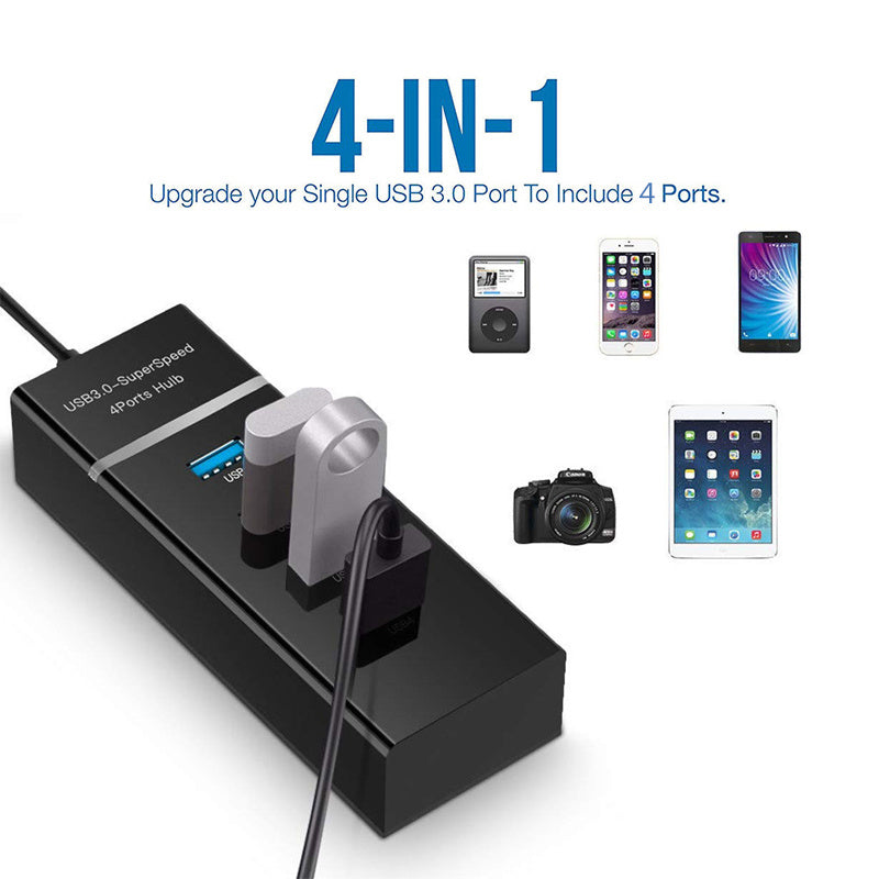 4-in-1 USB 2.0/3.0 Hub Splitter