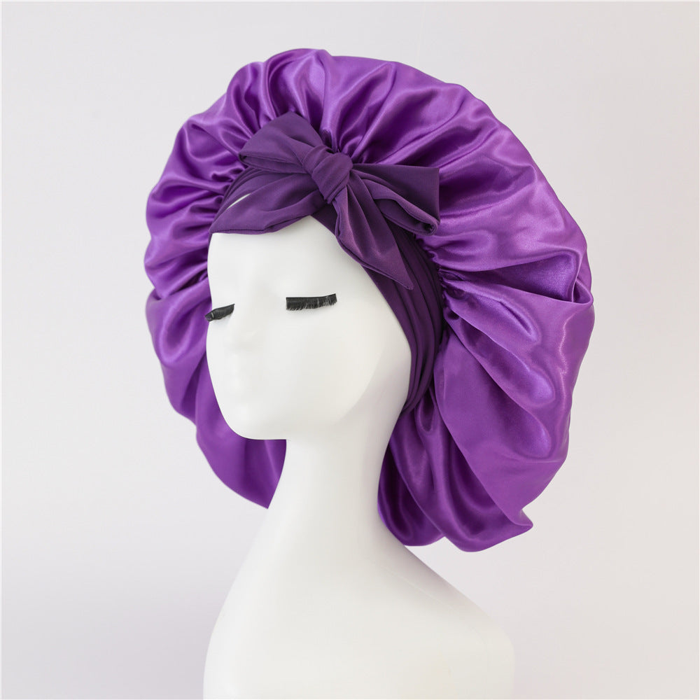 Bonnet en satin de soie pour cheveux bouclés