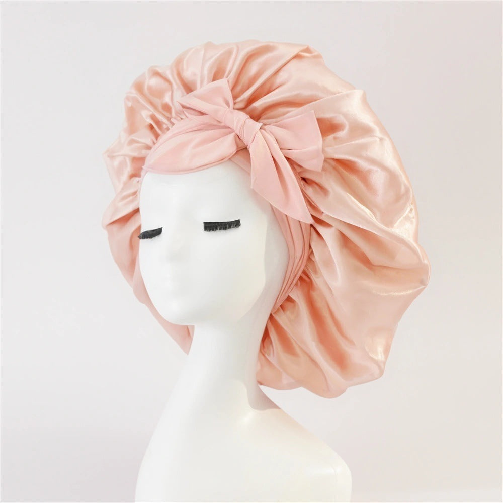 Bonnet en satin de soie pour cheveux bouclés