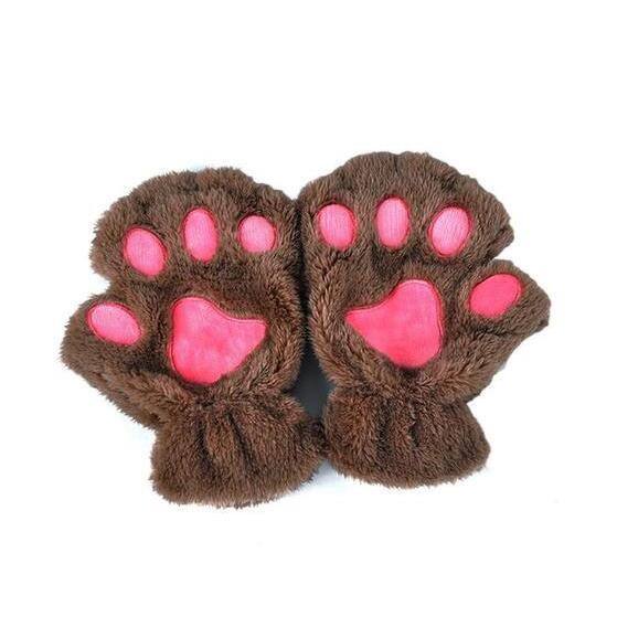 Gants mi-doigts en forme de pattes de chat mignons