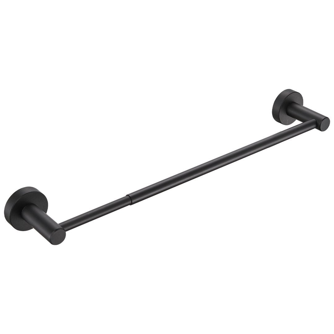 Adjustable Matte Black Towel Bar 16–27 in