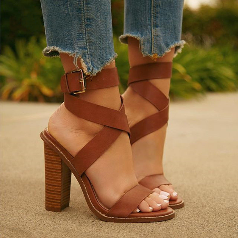 Chunky Heel Plus-Size Sandals Women