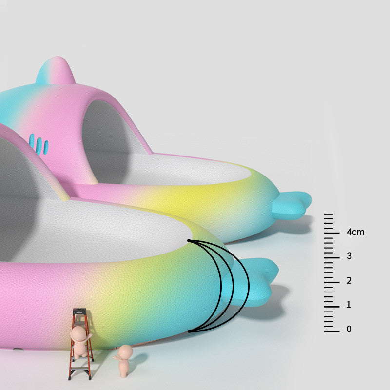 Gradient Rainbow Shark Indoor Slippers