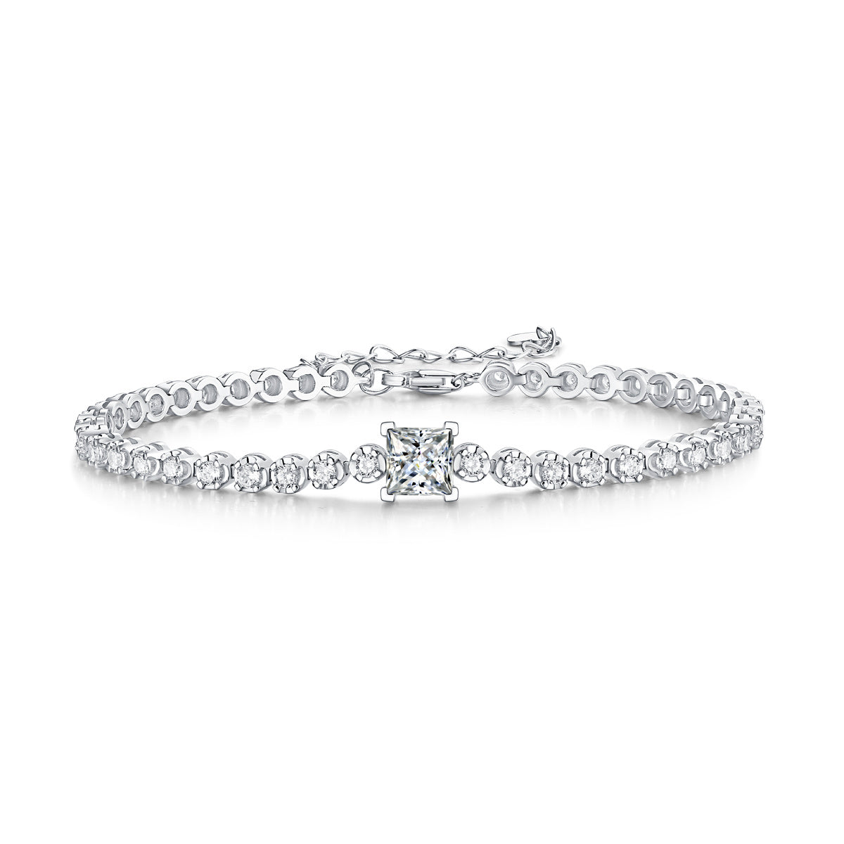 Rubik's Cube Moissanite Silver Bracelet