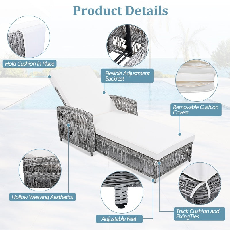 Outdoor Wicker Lounge Chair with Cushion