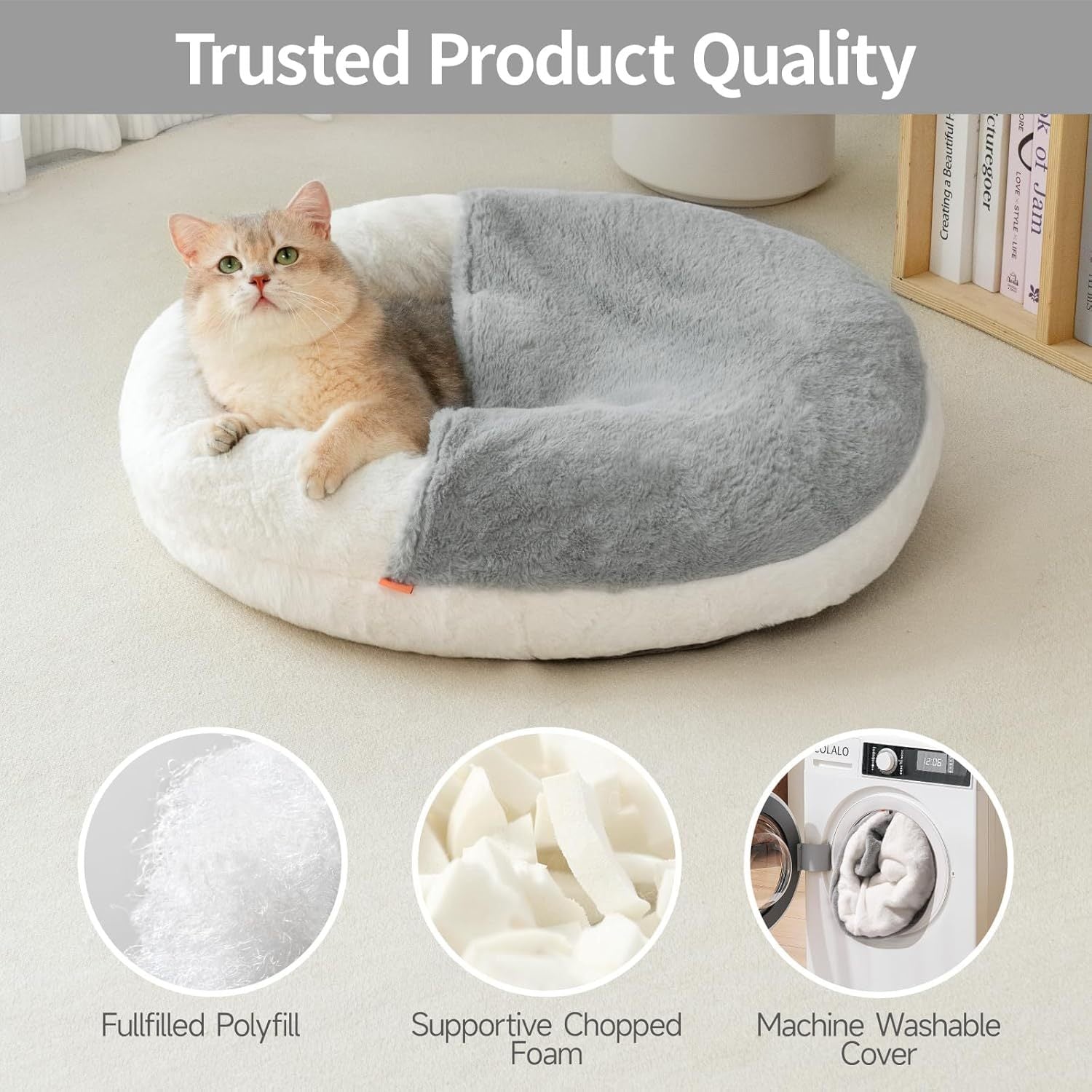 MEWOOFUN Enclosed Cat Bed Cave 22"x22"