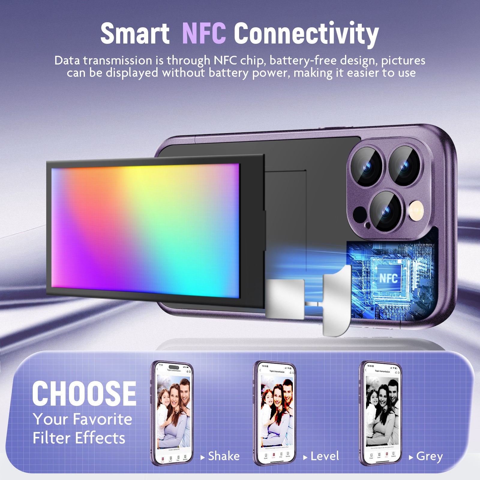 Smart NFC E-Ink Flip Case for iPhone 15 Pro Max