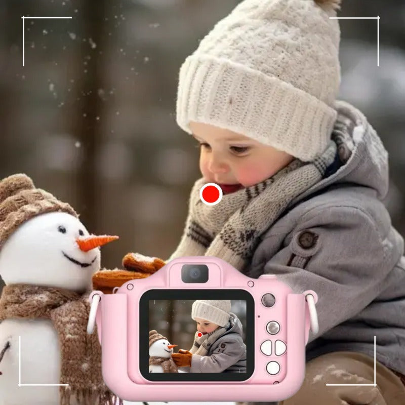 Pink Cat Kids Camera with Selfie Filters