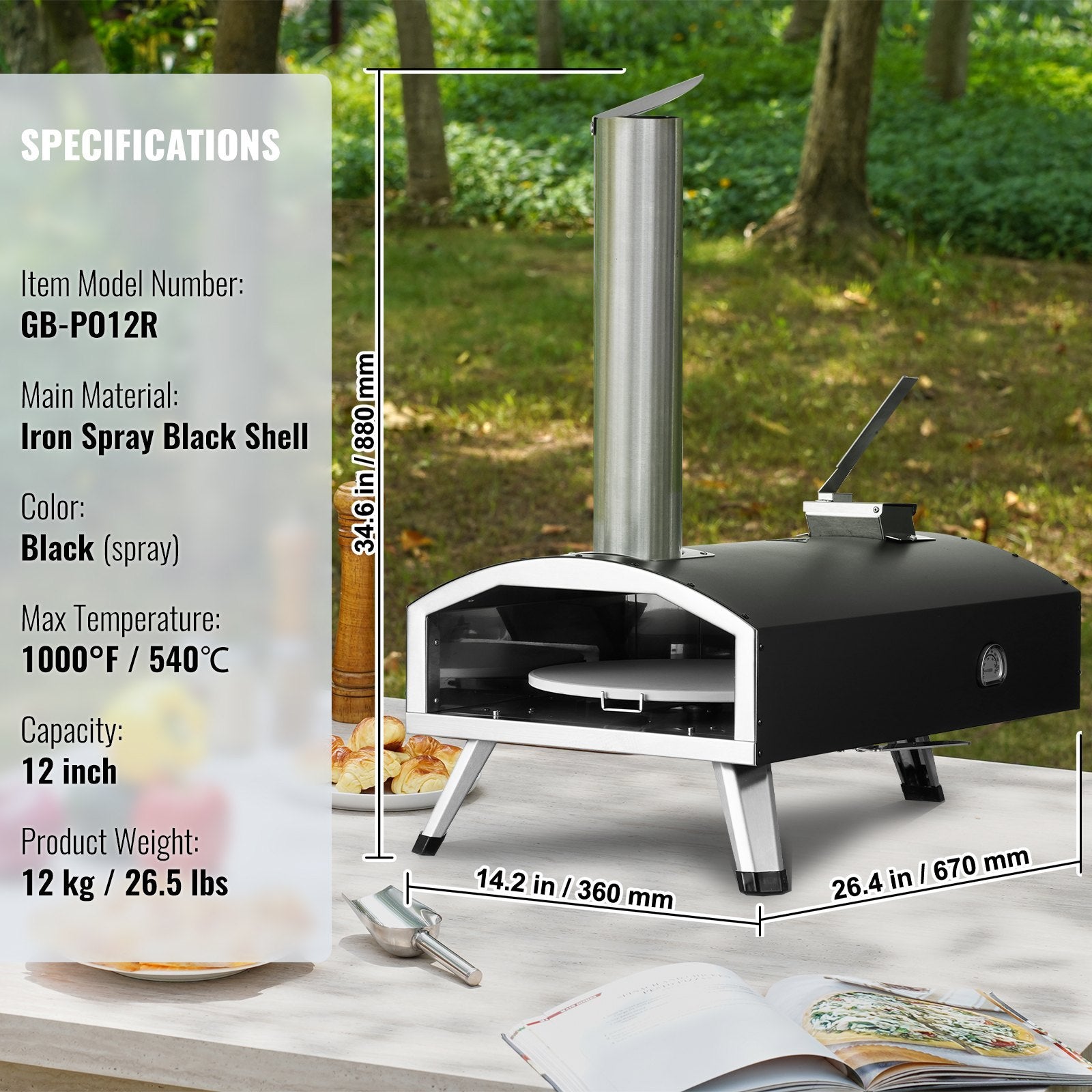 VEVOR 12 Portable Outdoor for Pizza