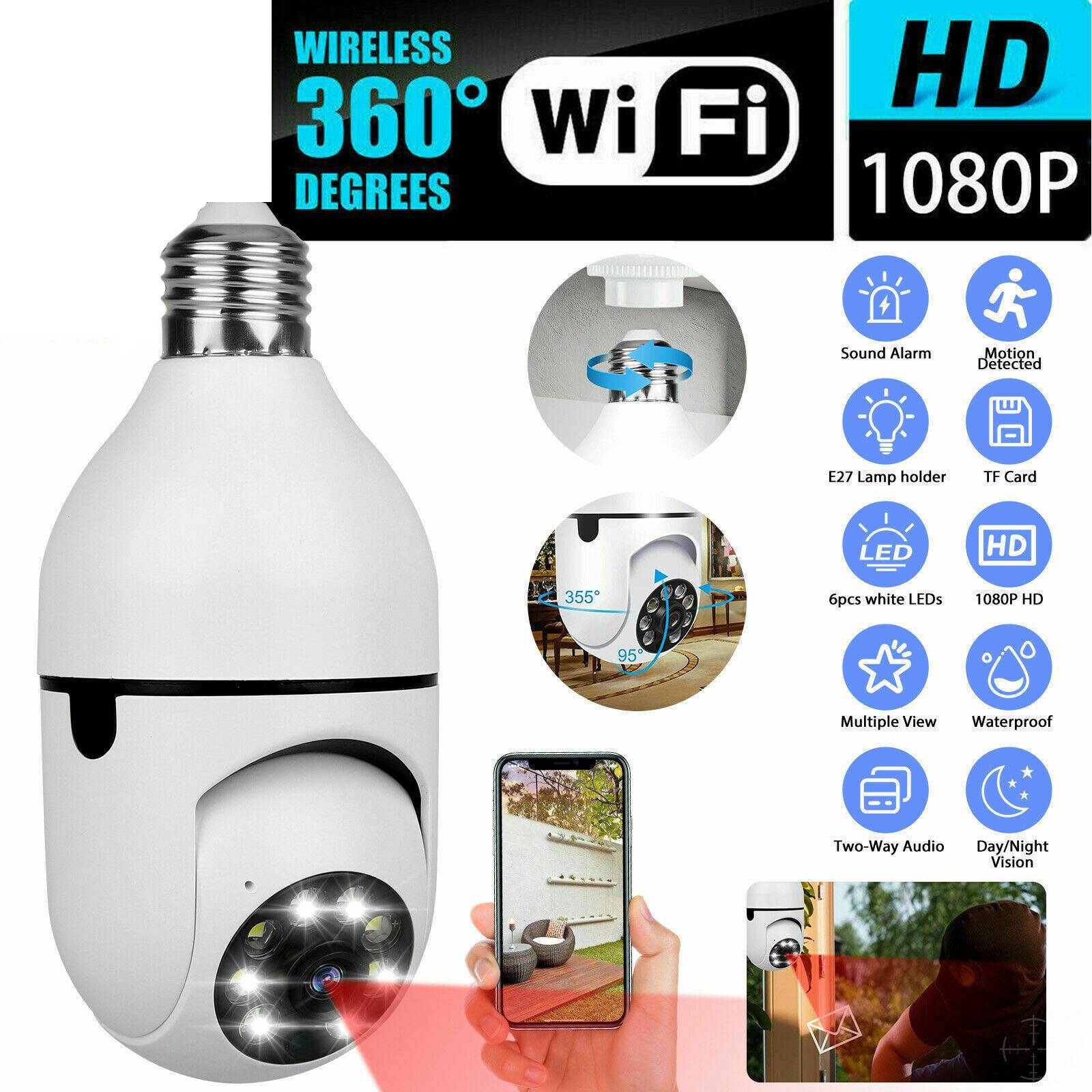 Smart Home E27 Bulb Camera