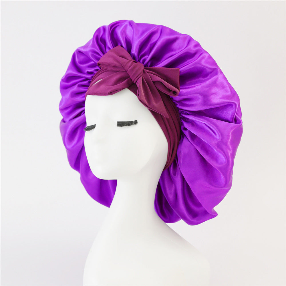 Bonnet en satin de soie pour cheveux bouclés