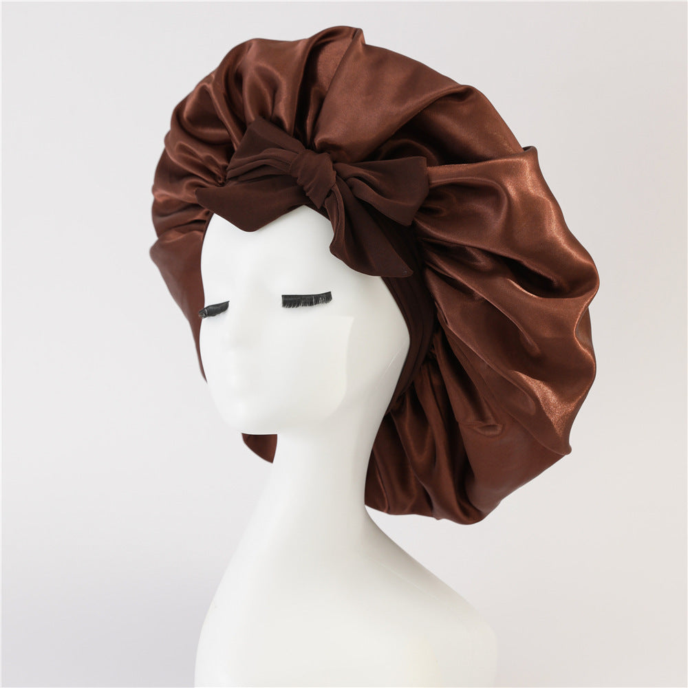 Bonnet en satin de soie pour cheveux bouclés