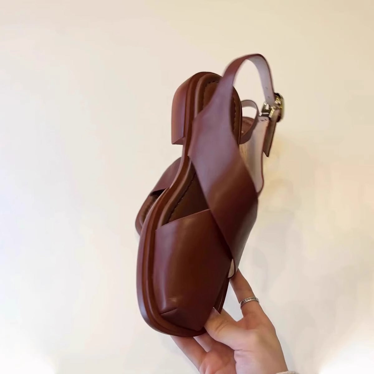 Retro Buckle Hollow Roman Sandals