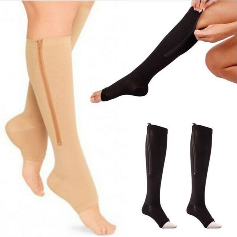 Chaussettes de yoga à fermeture éclair et compression