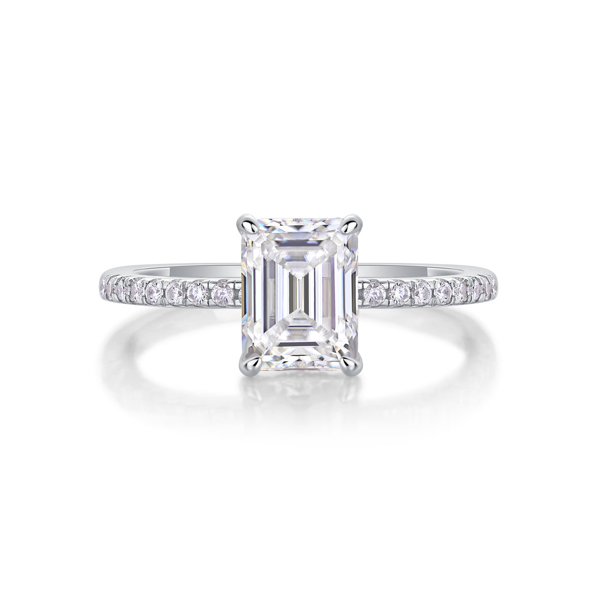 Square Moissanite Silver Diamond Ring