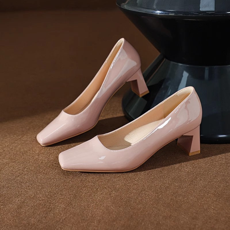 Classic Patent Leather Square Toe Heels
