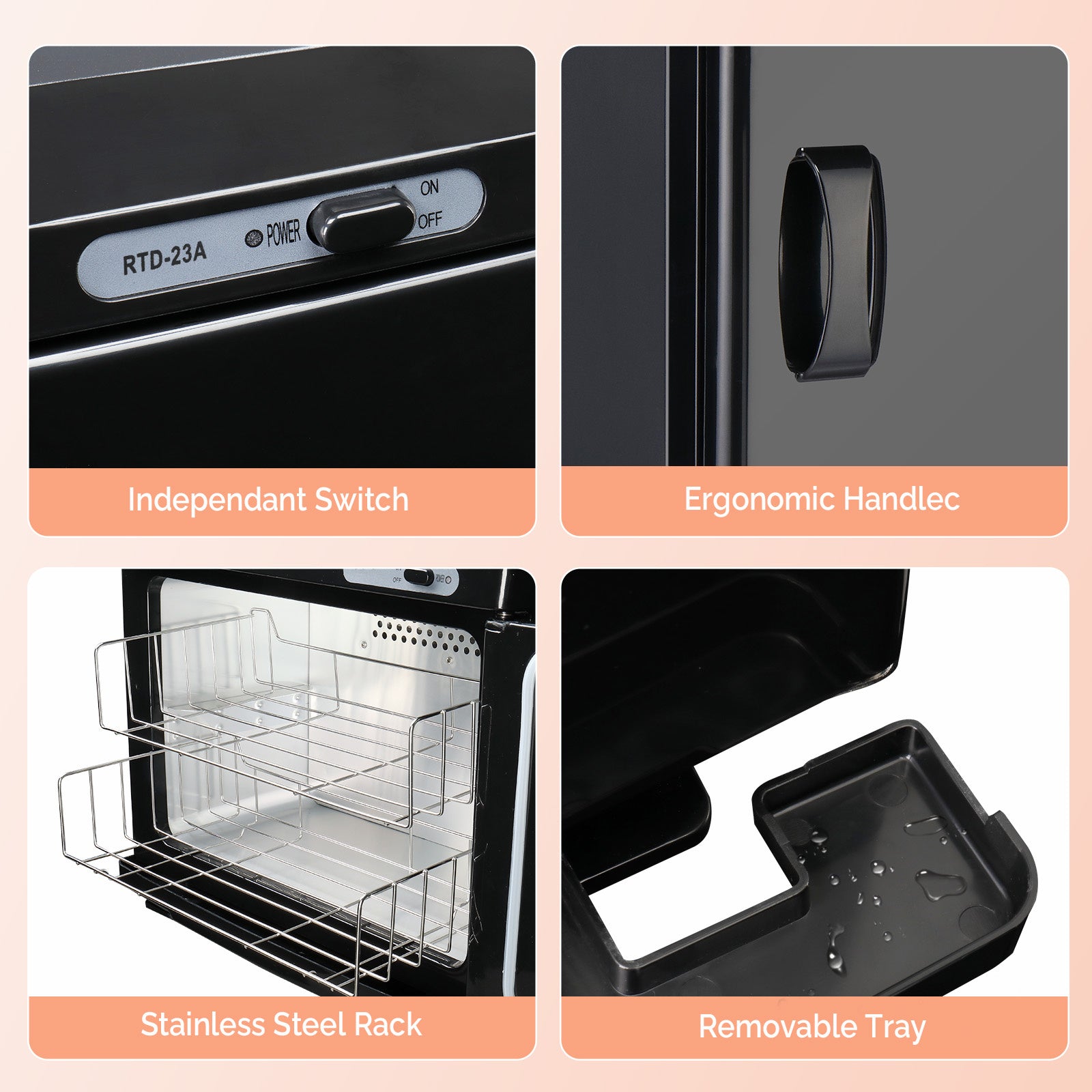 110V 23L Towel Sterilizer Black ABS