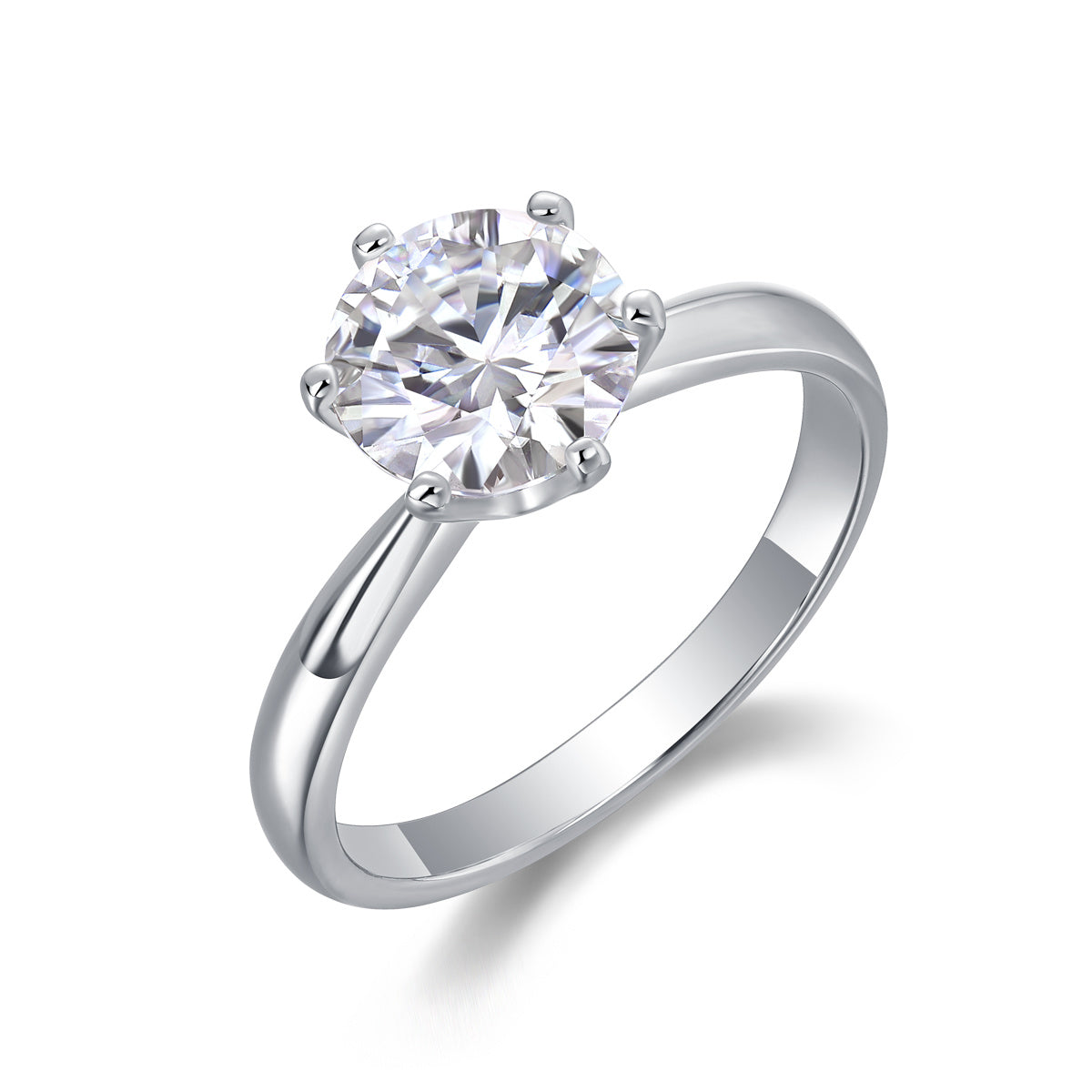 Classic Six-Prong Moissanite Silver Rings
