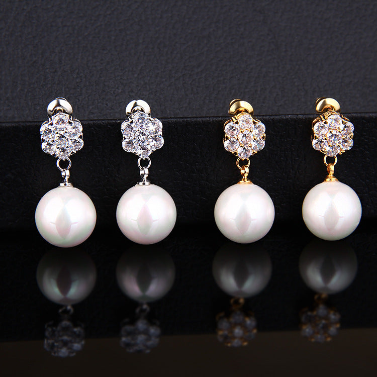 Long Round Pearl Drop Earrings