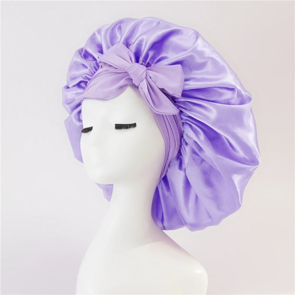 Bonnet en satin de soie pour cheveux bouclés