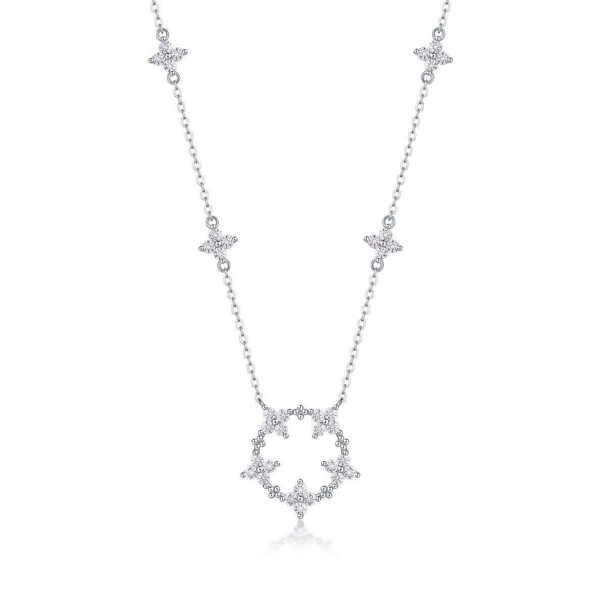 Iris Flower Diamond Pendant Set