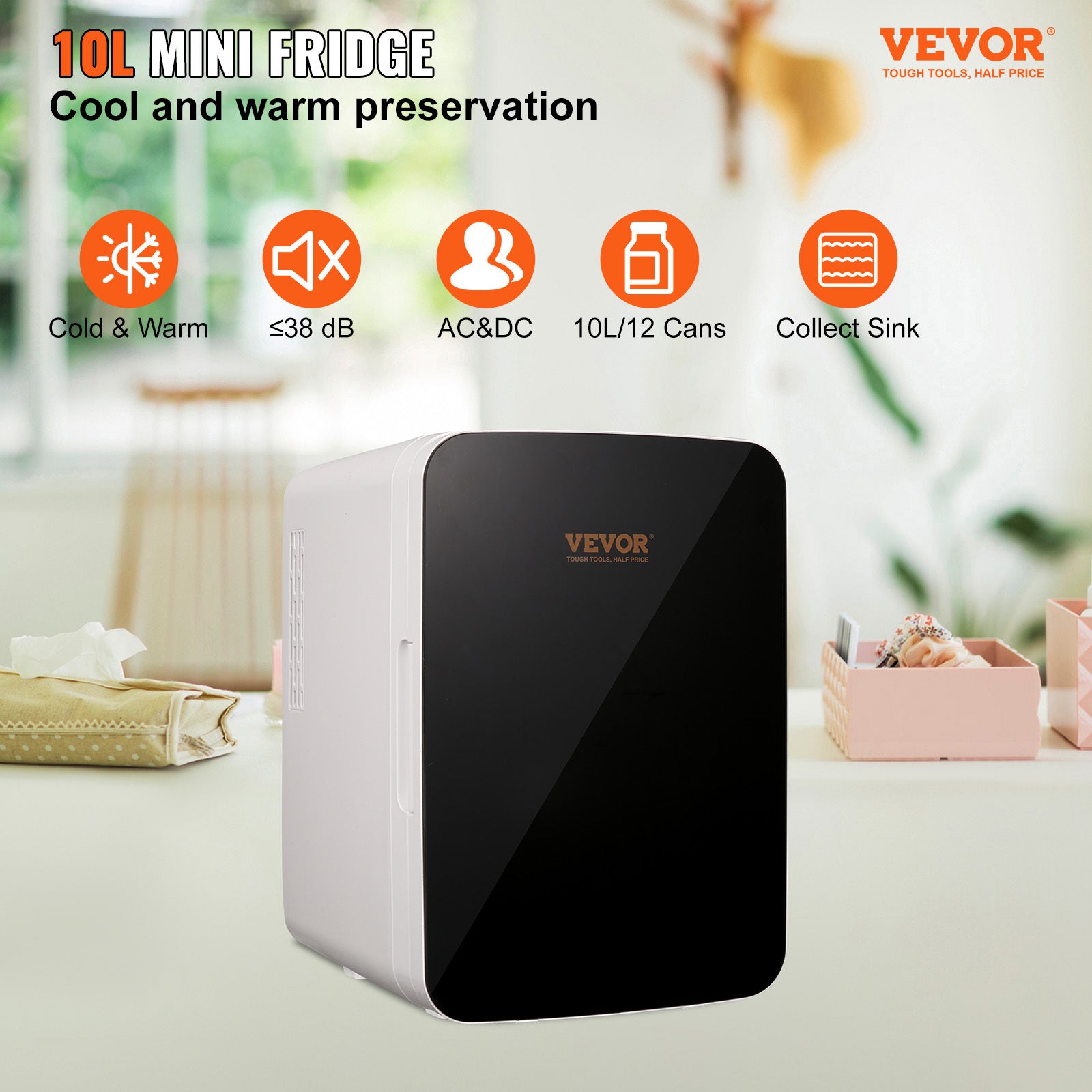 VEVOR 10L Mini Fridge Black – Portable