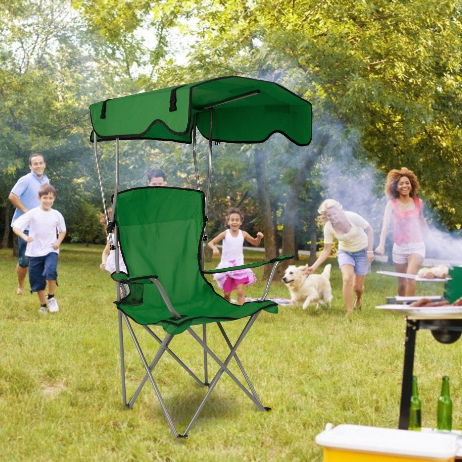 8 Camping Chair with Sunshade – 330lbs Support