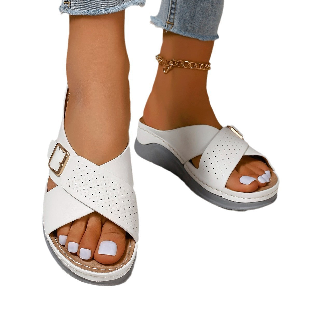 Plus Size Cross Strap Beach Sandals