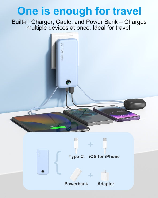 Dual-Wire Power Bank with AC Socket