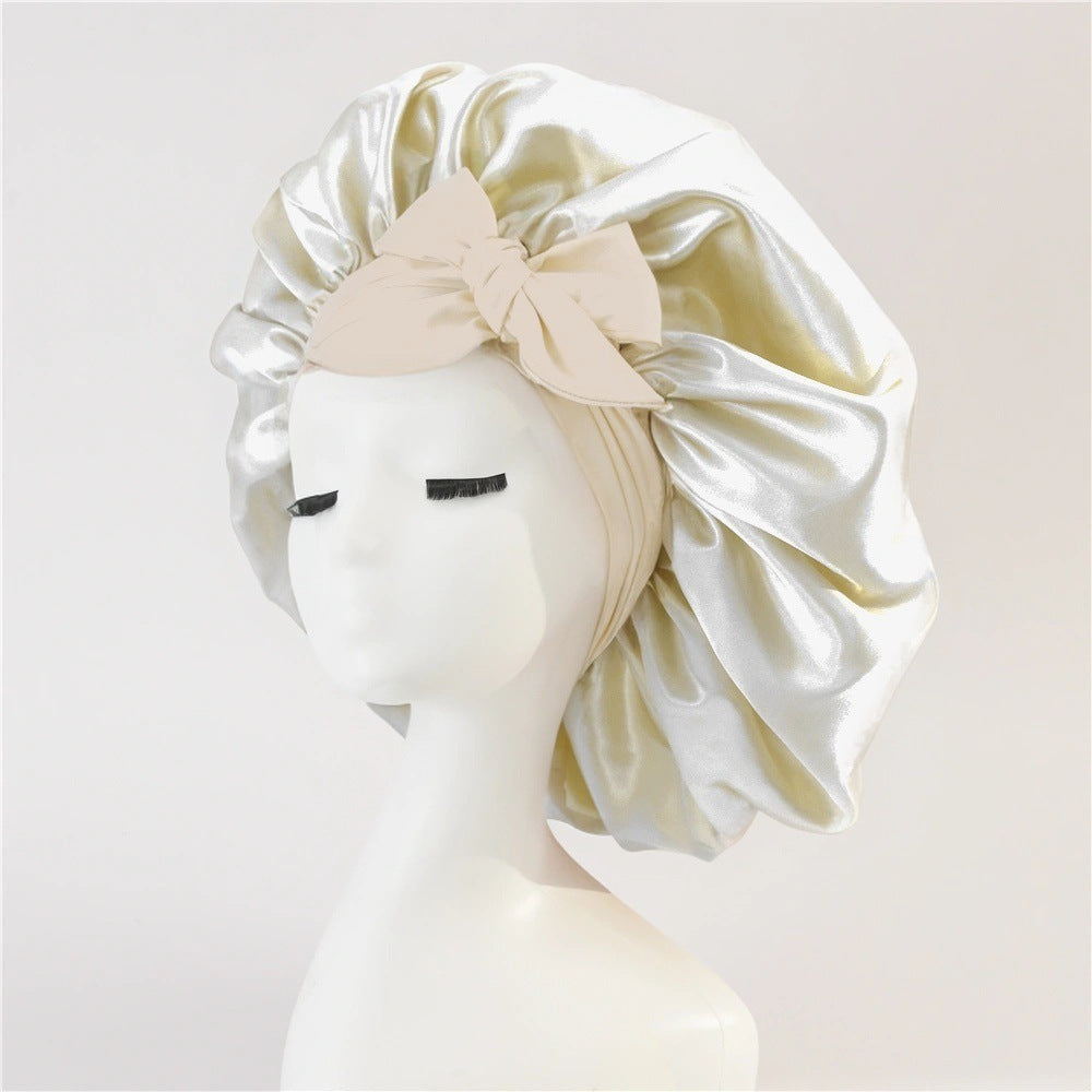 Bonnet en satin de soie pour cheveux bouclés