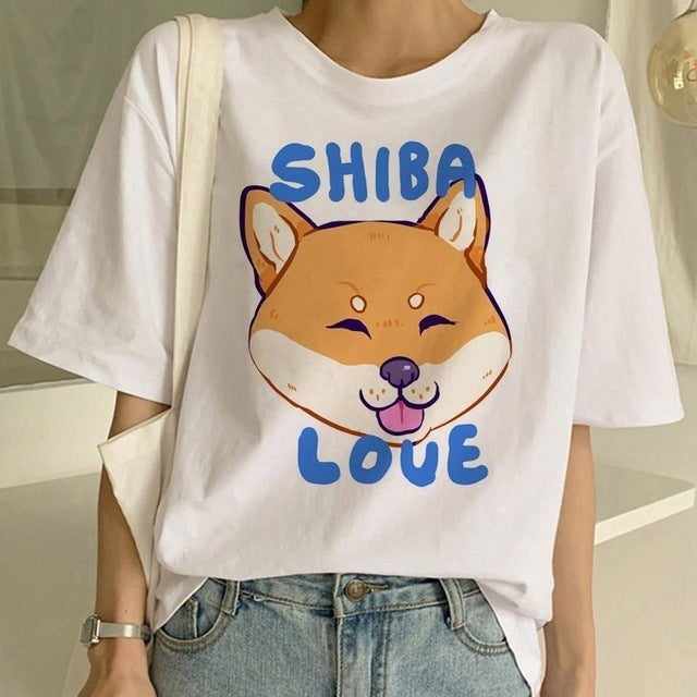 T-shirt col rond graphique Shiba Inu