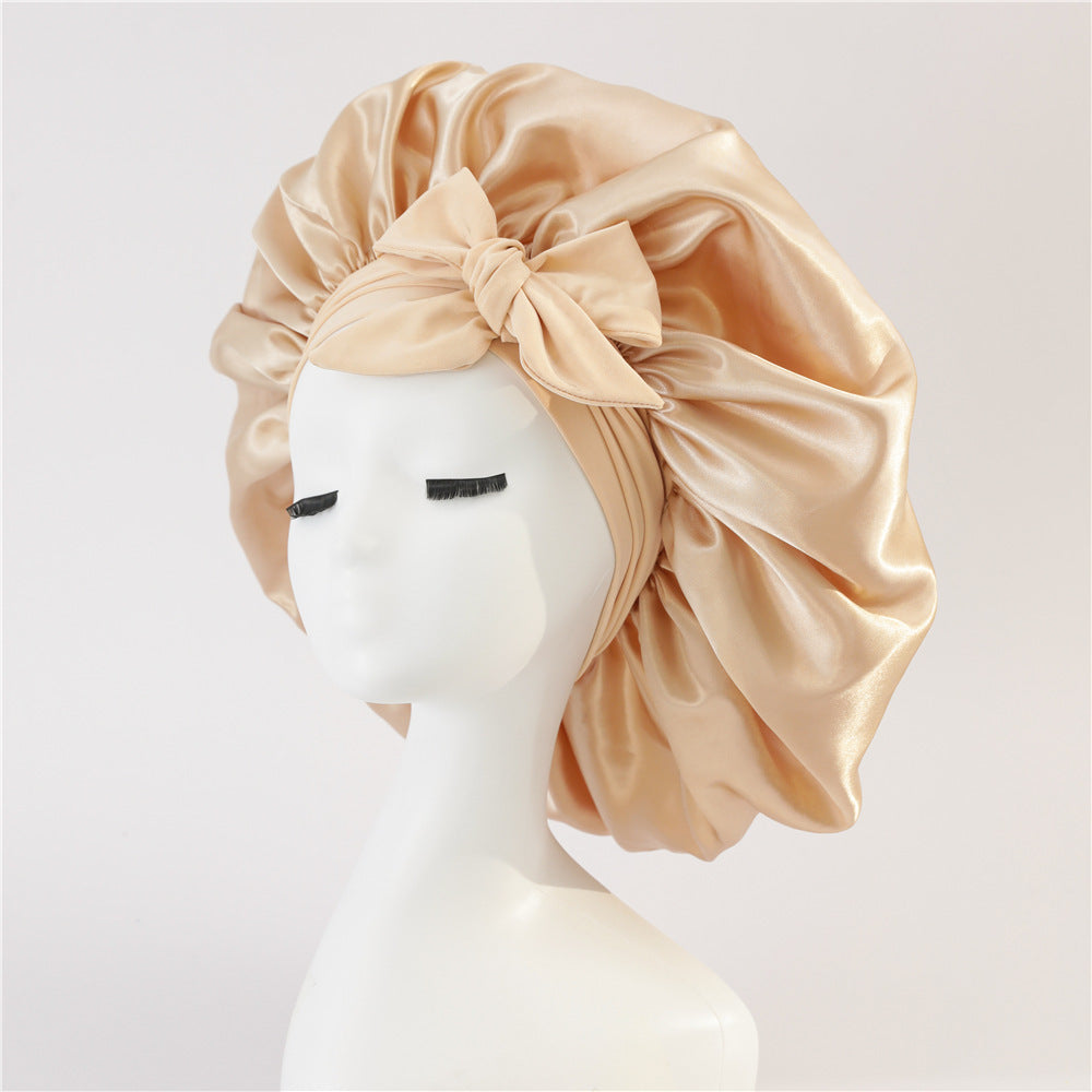 Bonnet en satin de soie pour cheveux bouclés