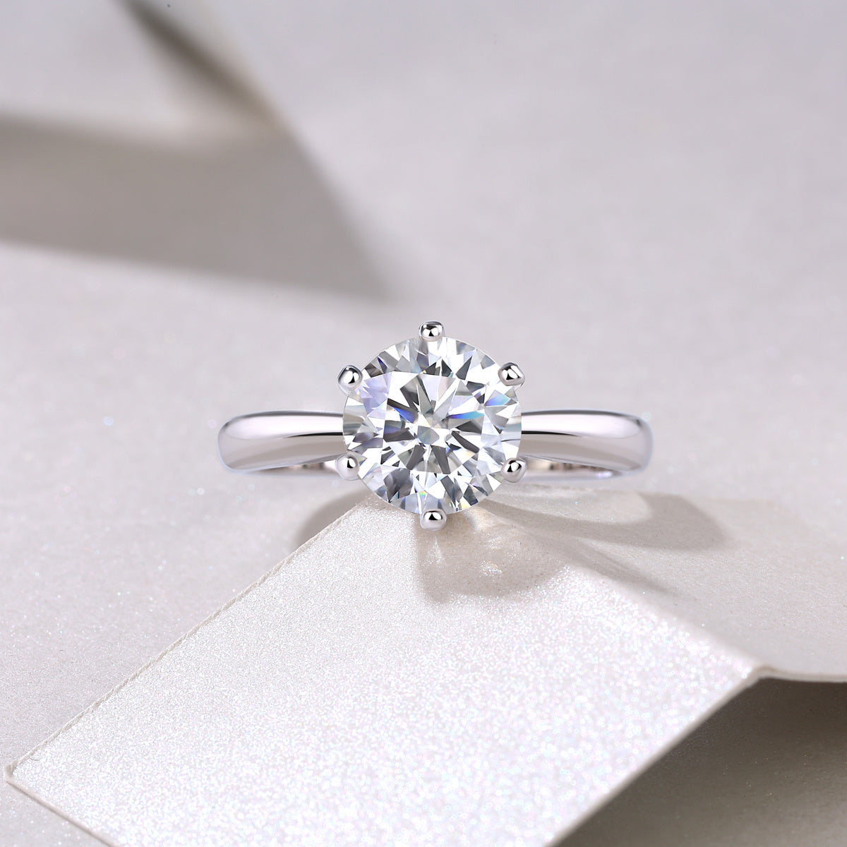 Classic Six-Prong Moissanite Silver Rings
