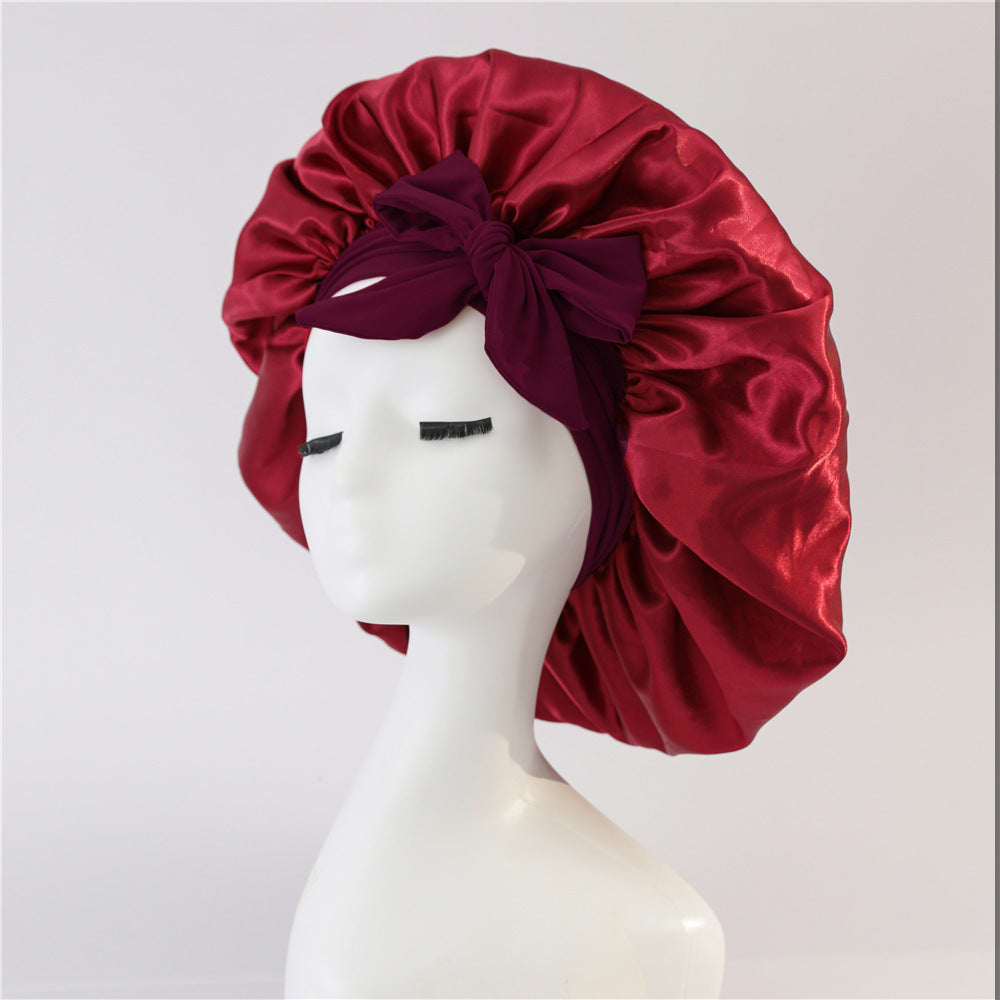Bonnet en satin de soie pour cheveux bouclés