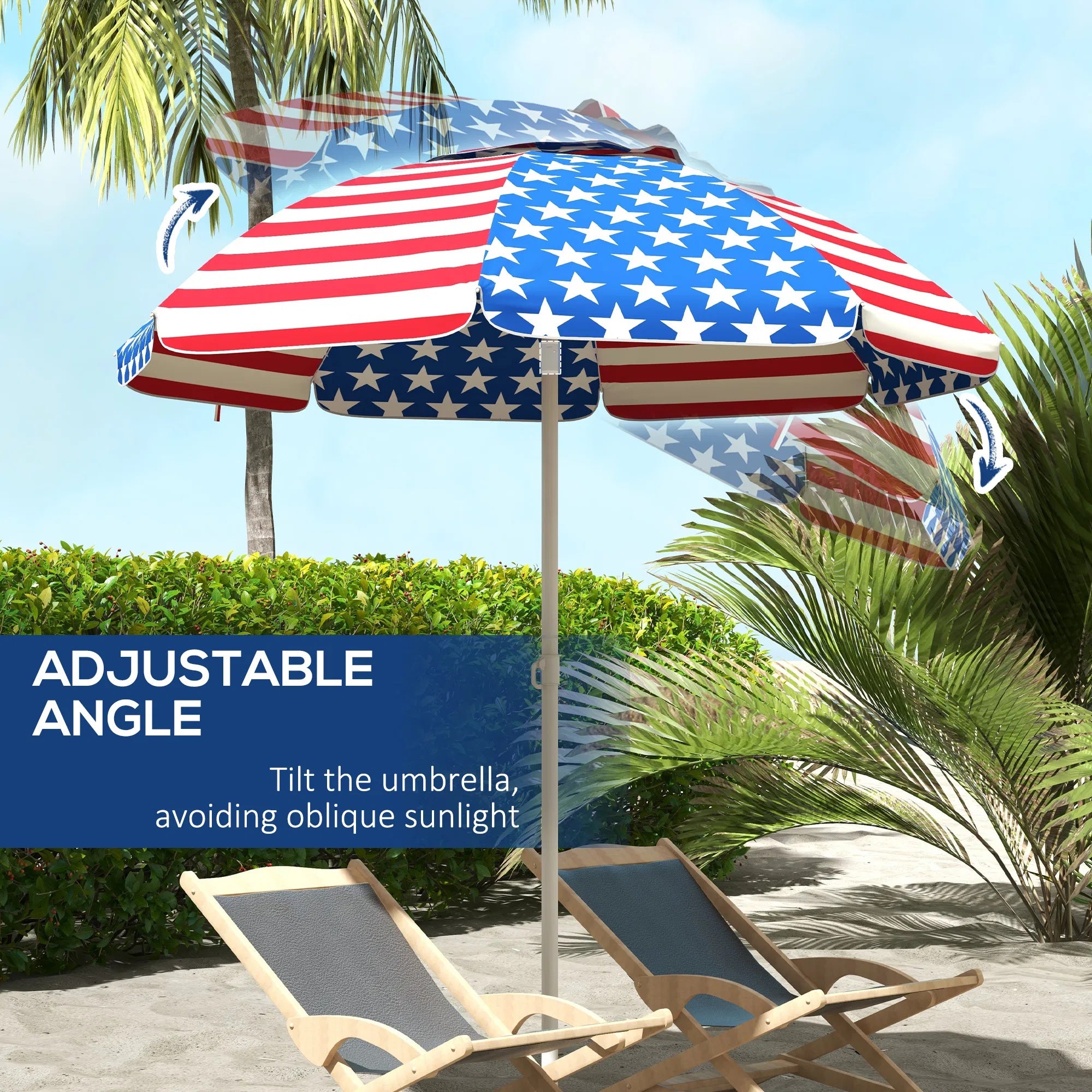 5.7' Travel Beach Umbrella – USA Flag